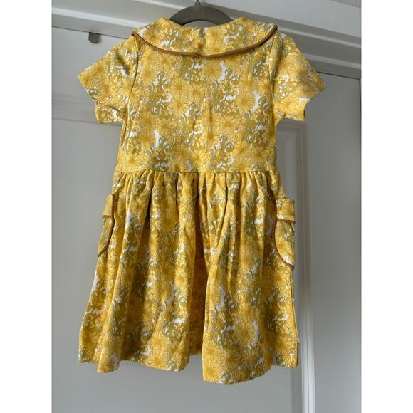 Kate Quinn Short Sleeve Peter Pan Apron Dress 70s Bold Ditsy Organic 18-24M NWT - Picture 2 of 4